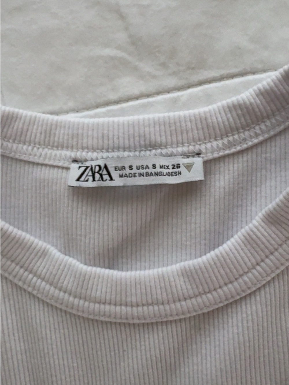 Zara Ribbed Crewneck Top in Light Taupe